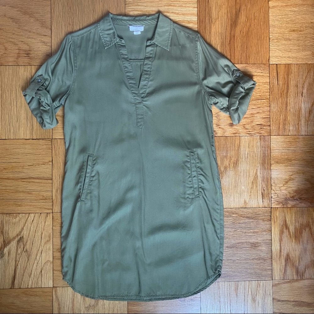 Olive green shift dress